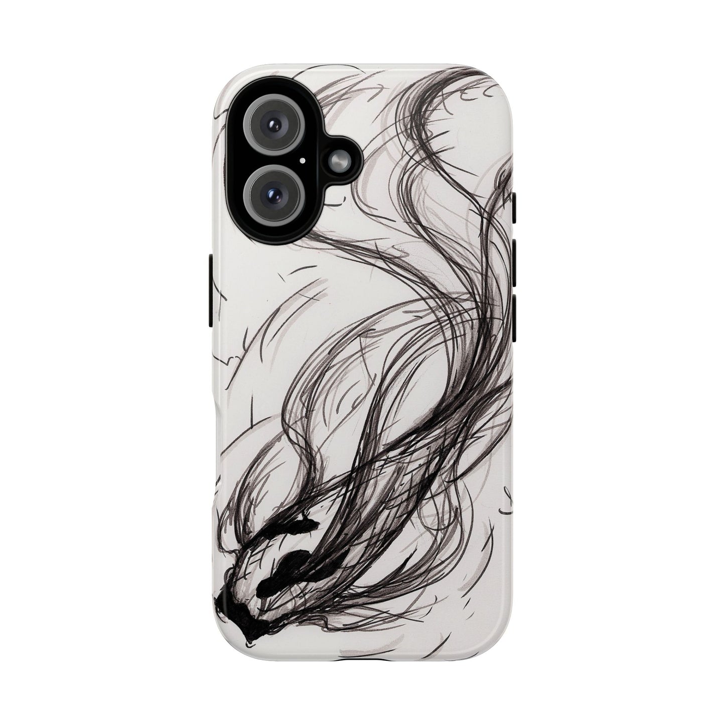 Smokey Ink Koi phone case | abstract koi sketch, smoky ink illustration