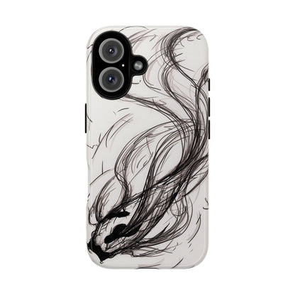 Smokey Ink Koi phone case | abstract koi sketch, smoky ink illustration
