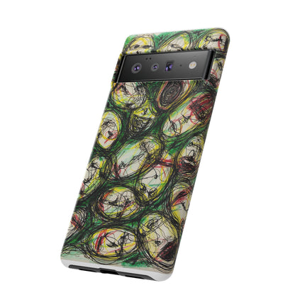 Abstract Sanity Faces Phone Case | Expressionist Face Art | Tough Case