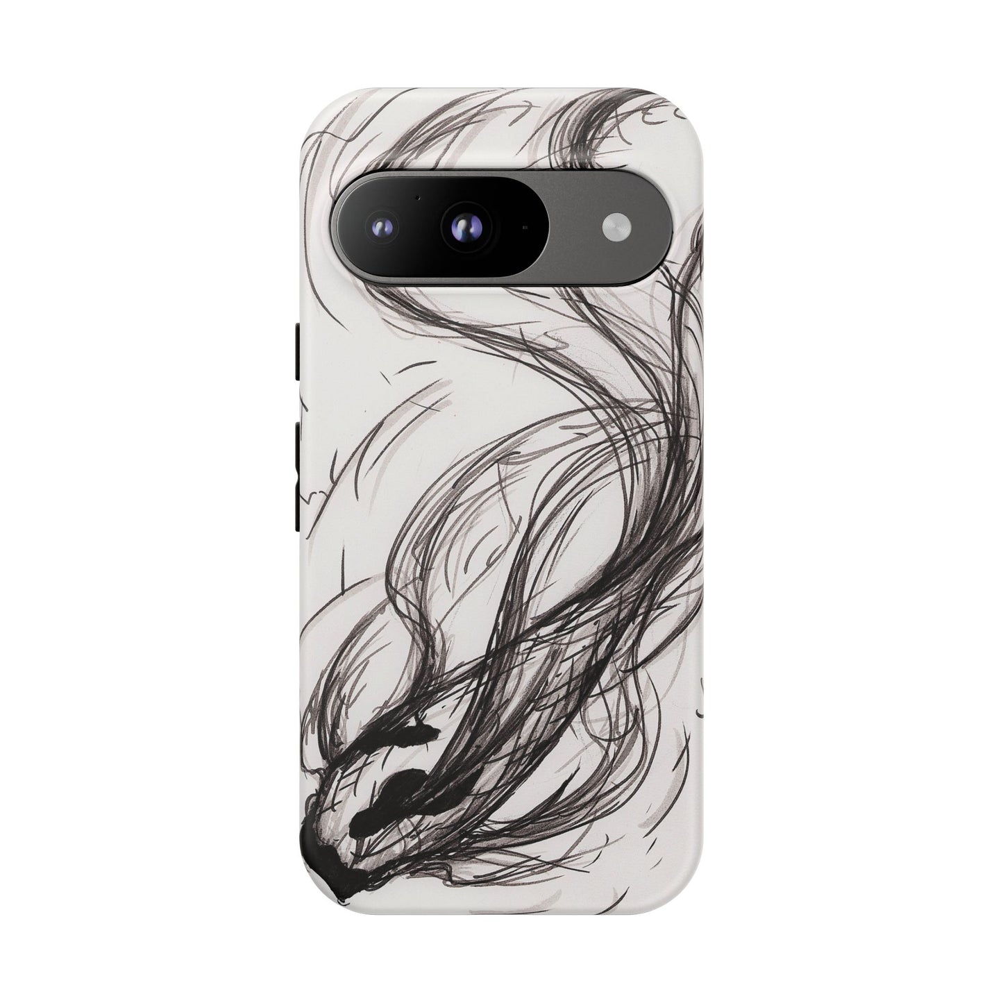 Smokey Ink Koi phone case | abstract koi sketch, smoky ink illustration
