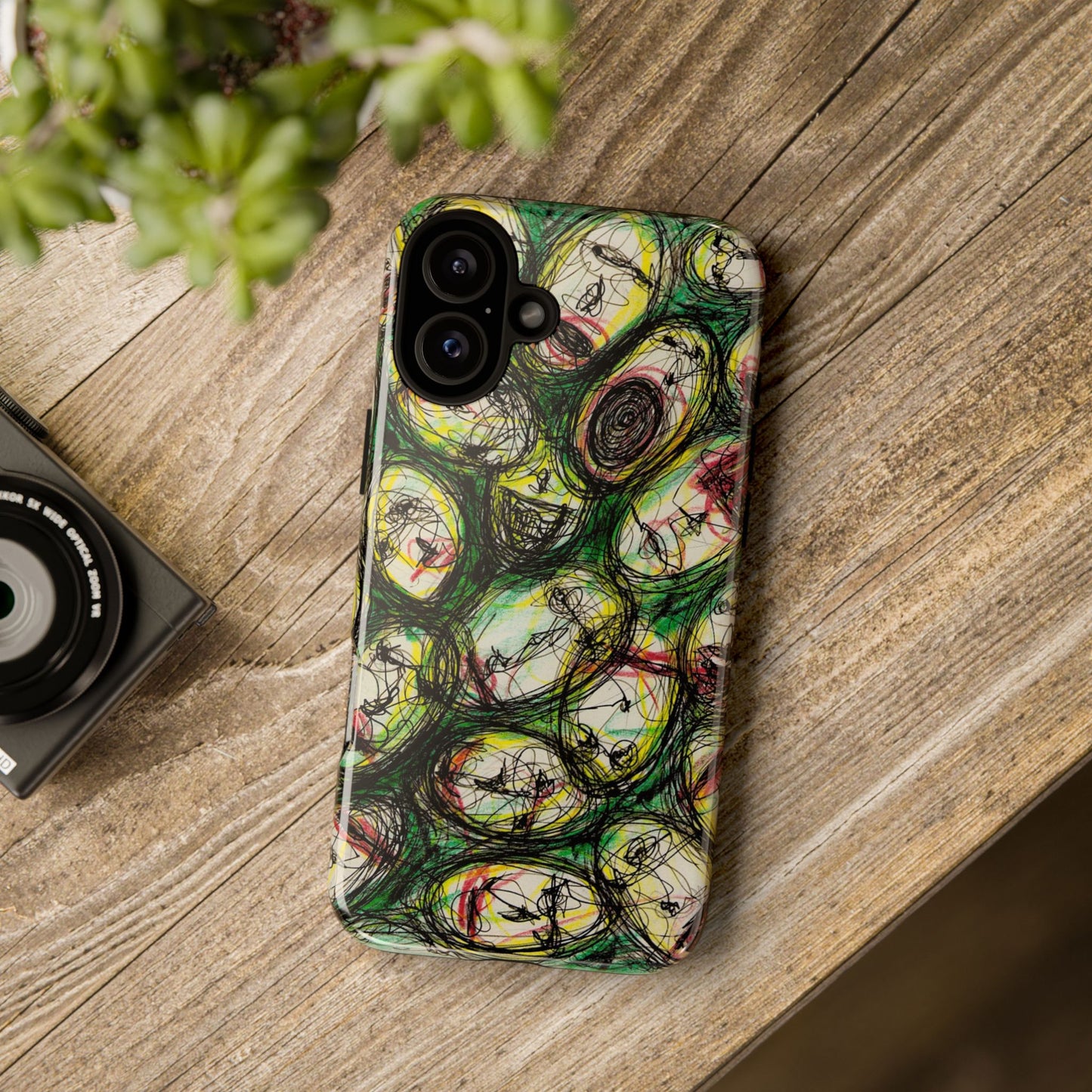 Abstract Sanity Faces Phone Case | Expressionist Face Art | Tough Case