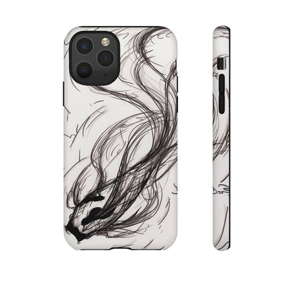 Smokey Ink Koi phone case | abstract koi sketch, smoky ink illustration