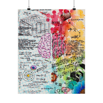 Brain Hemispheres Collage Matte Vertical Poster | Science Art