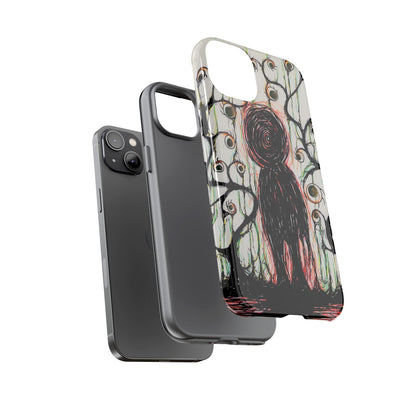 Dark Scribble Figure Tough Case | Surreal Eyes Phone Case | Tough Phone Case