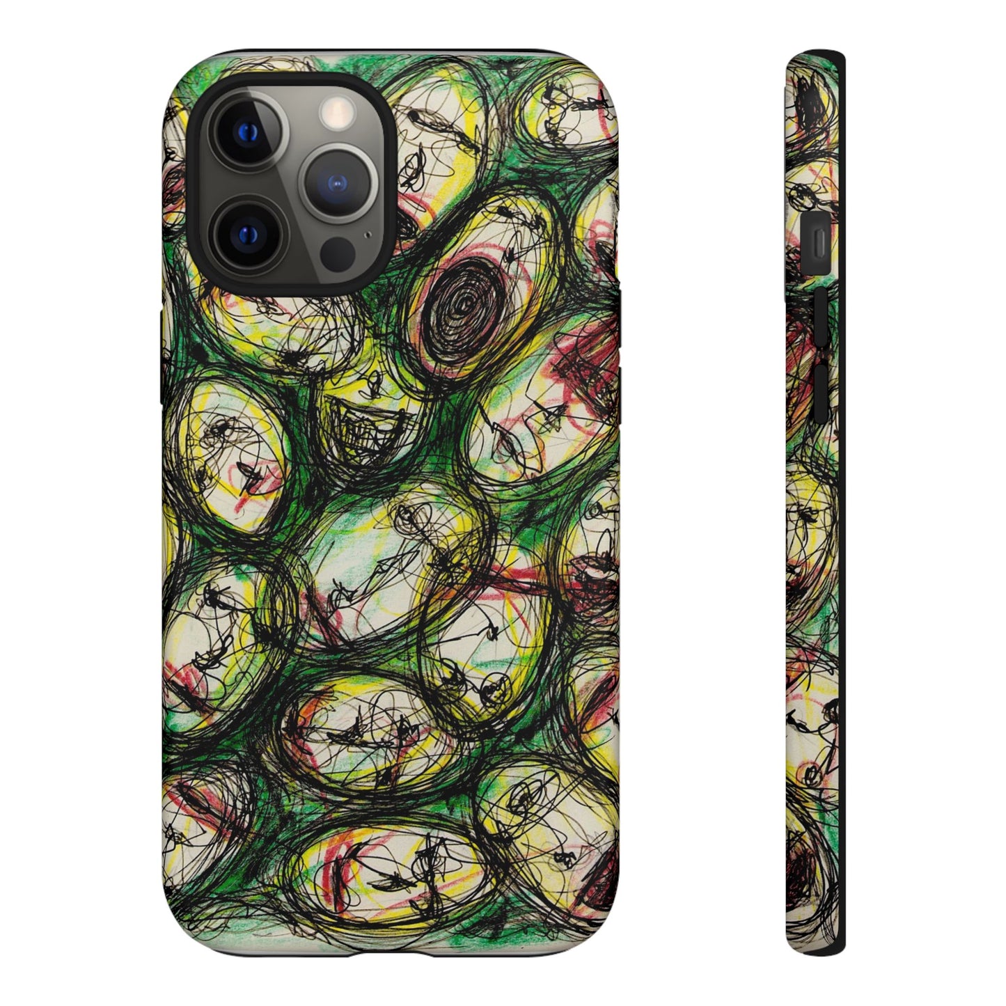 Abstract Sanity Faces Phone Case | Expressionist Face Art | Tough Case
