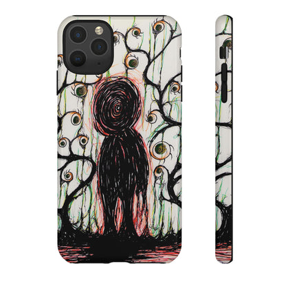 Dark Scribble Figure Tough Case | Surreal Eyes Phone Case | Tough Phone Case