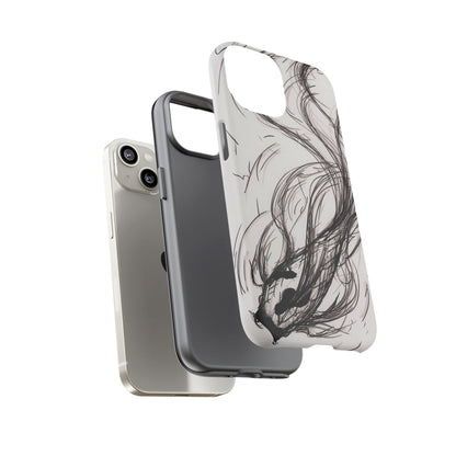 Smokey Ink Koi phone case | abstract koi sketch, smoky ink illustration