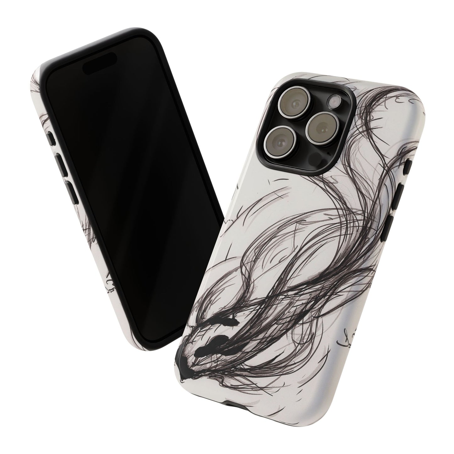 Smokey Ink Koi phone case | abstract koi sketch, smoky ink illustration