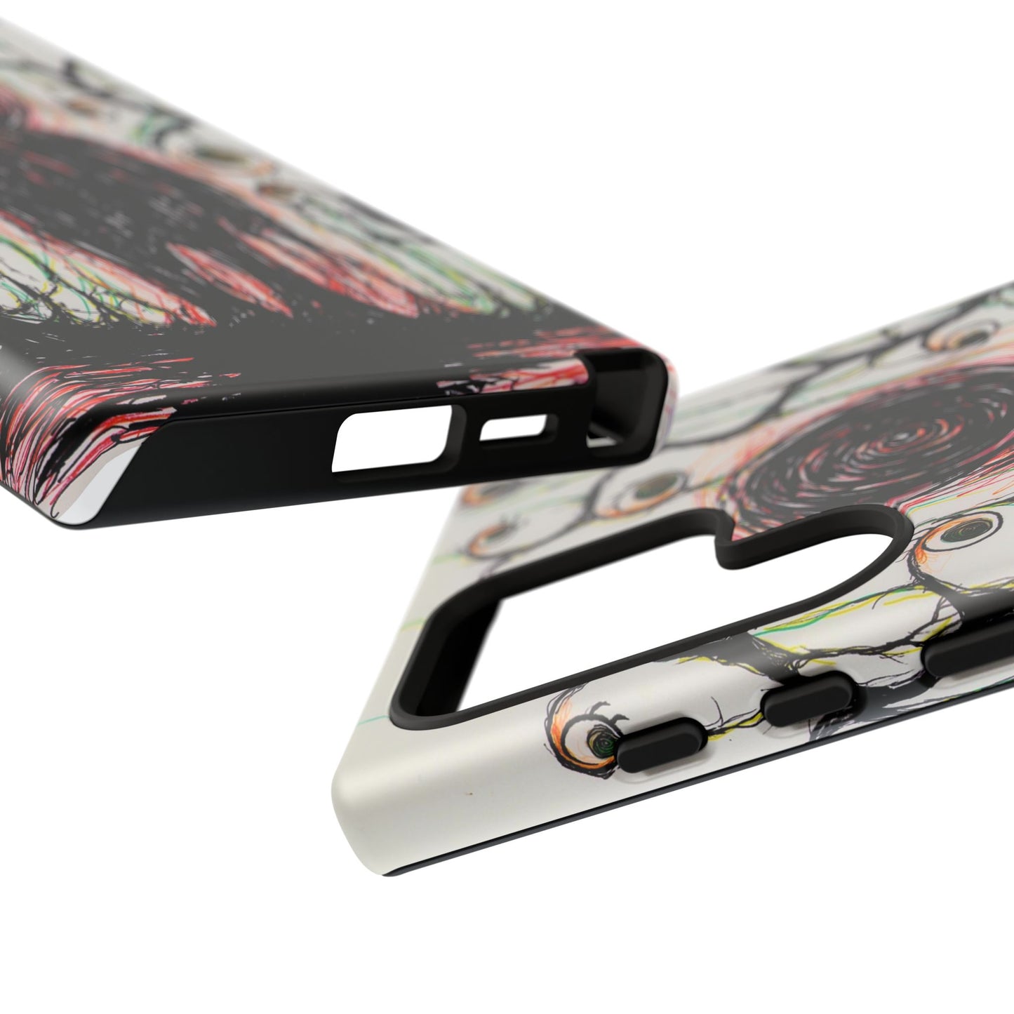 Dark Scribble Figure Tough Case | Surreal Eyes Phone Case | Tough Phone Case