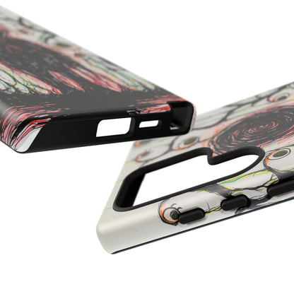 Dark Scribble Figure Tough Case | Surreal Eyes Phone Case | Tough Phone Case