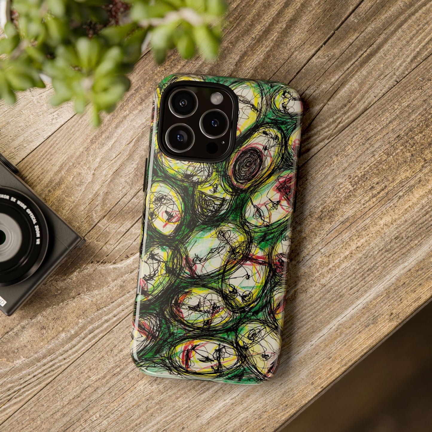 Abstract Sanity Faces Phone Case | Expressionist Face Art | Tough Case