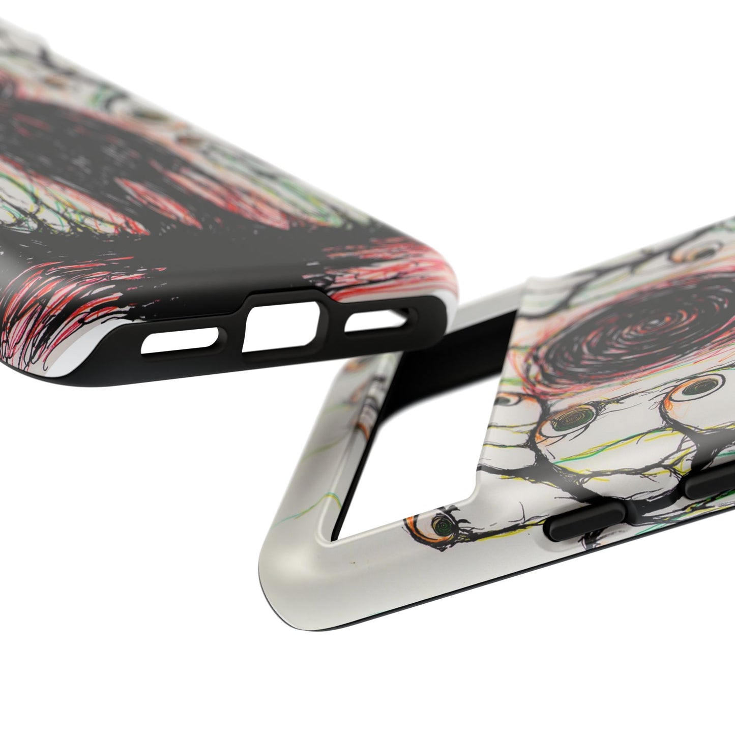 Dark Scribble Figure Tough Case | Surreal Eyes Phone Case | Tough Phone Case