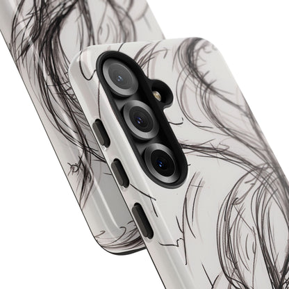 Smokey Ink Koi phone case | abstract koi sketch, smoky ink illustration
