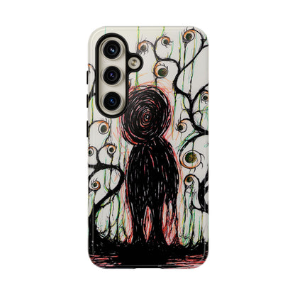 Dark Scribble Figure Tough Case | Surreal Eyes Phone Case | Tough Phone Case