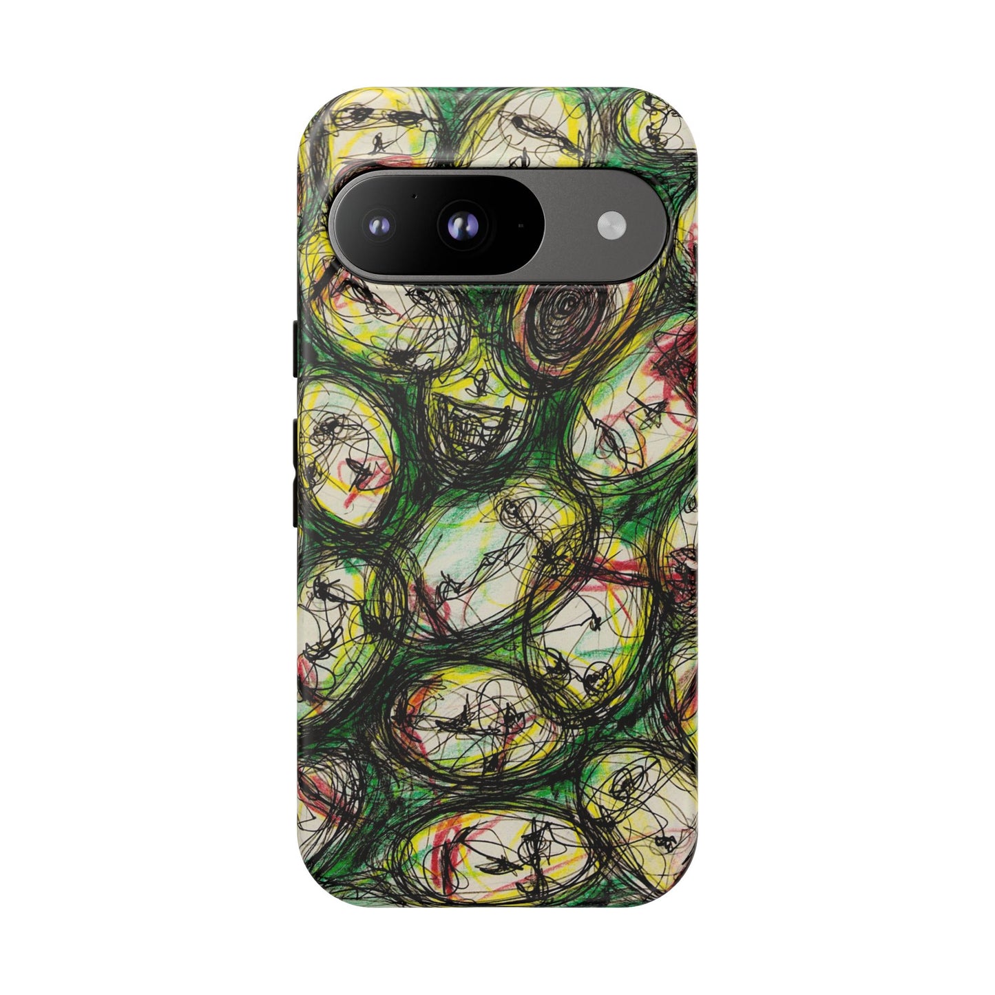 Abstract Sanity Faces Phone Case | Expressionist Face Art | Tough Case