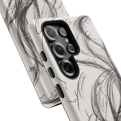 Smokey Ink Koi phone case | abstract koi sketch, smoky ink illustration
