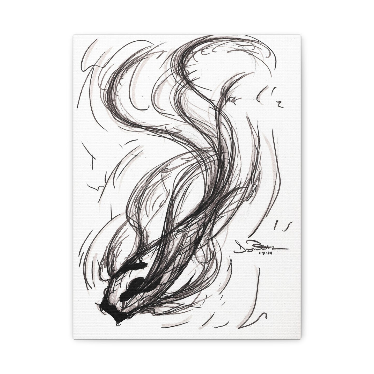 Smokey Ink Koi Canvas | Abstract Ink Matte Canvas