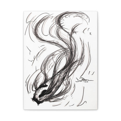 Smokey Ink Koi Canvas | Abstract Ink Matte Canvas