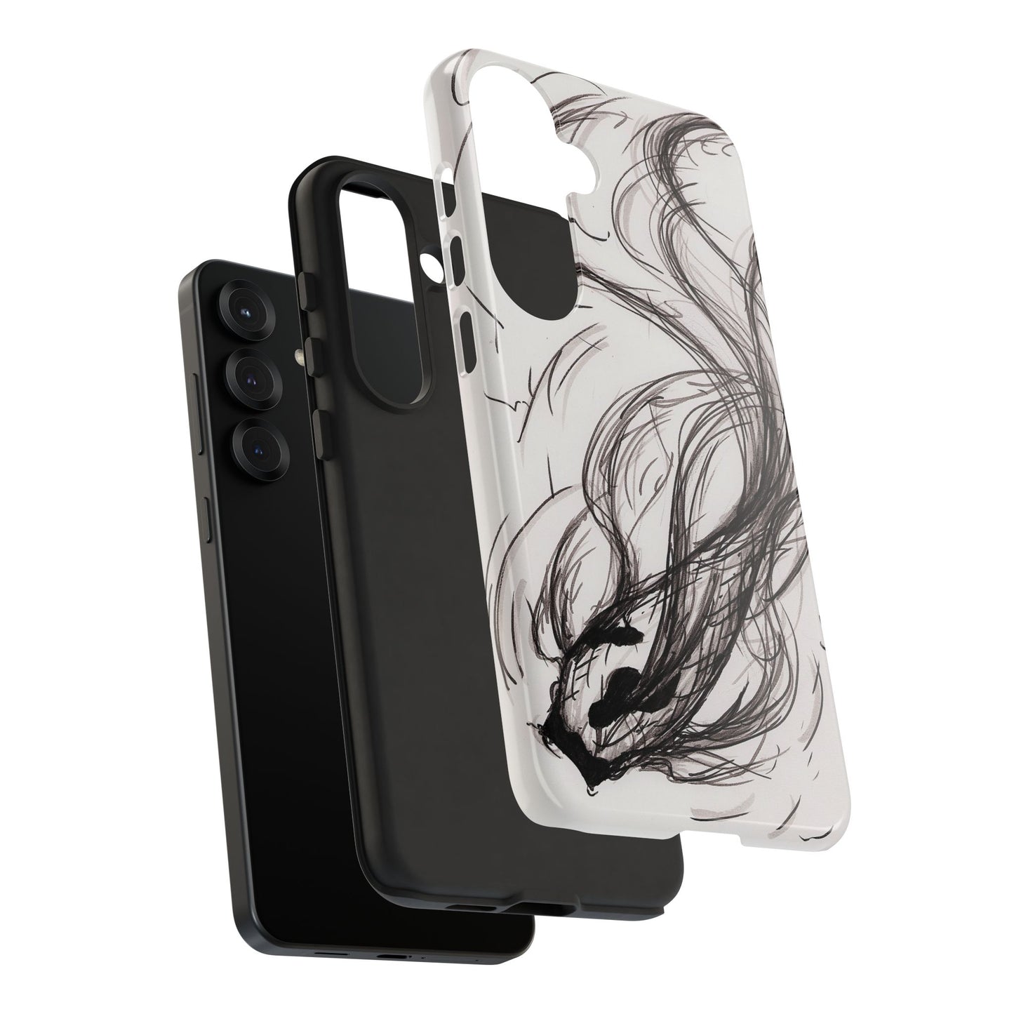 Smokey Ink Koi phone case | abstract koi sketch, smoky ink illustration