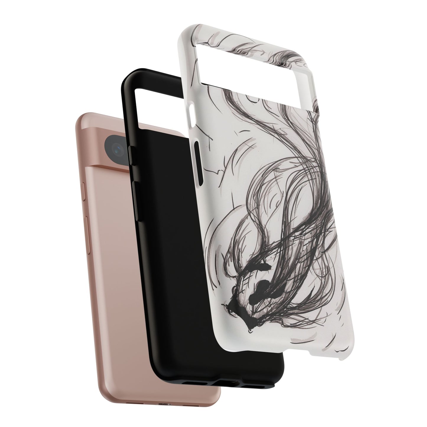Smokey Ink Koi phone case | abstract koi sketch, smoky ink illustration
