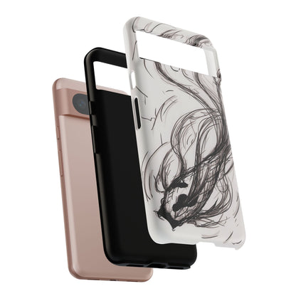 Smokey Ink Koi phone case | abstract koi sketch, smoky ink illustration