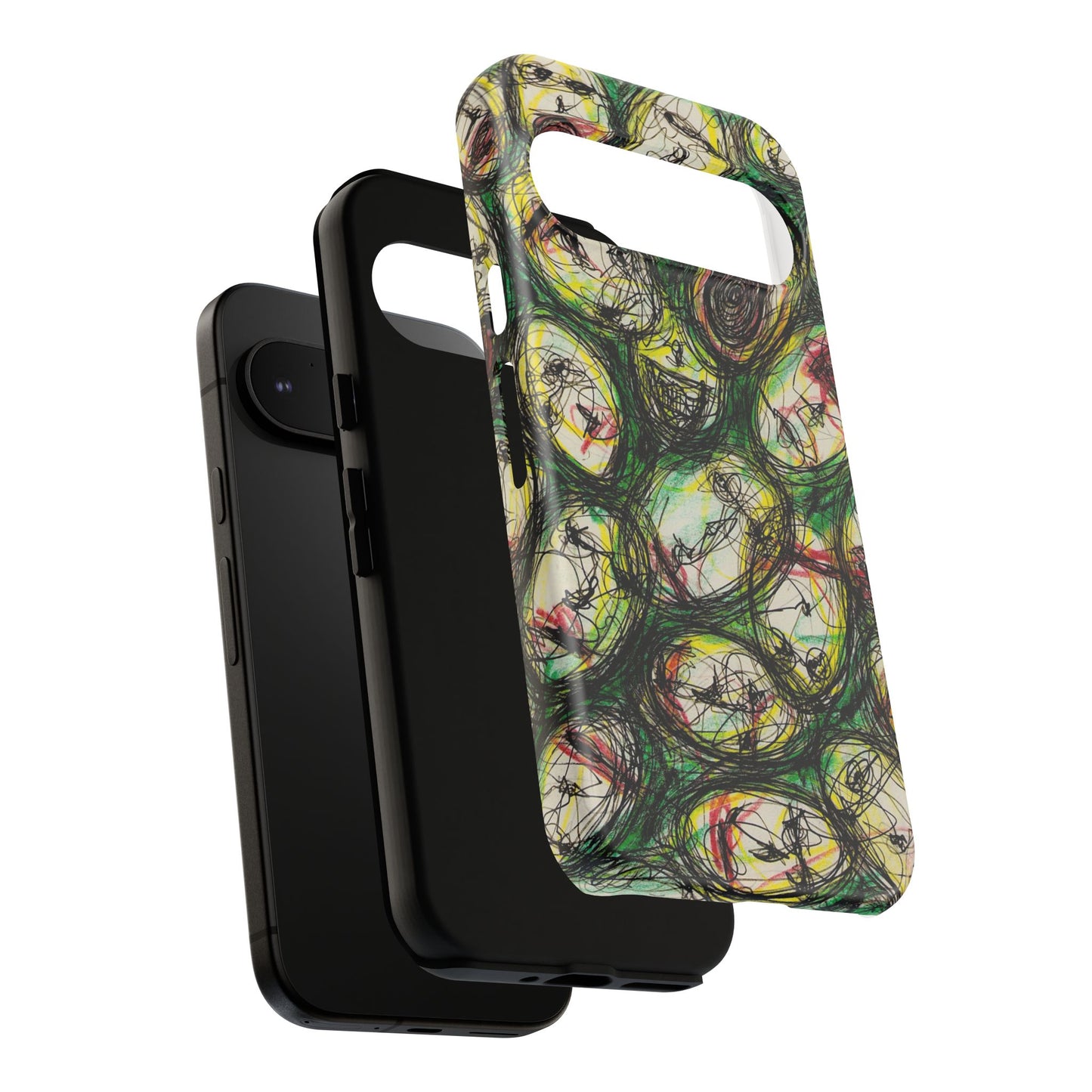 Abstract Sanity Faces Phone Case | Expressionist Face Art | Tough Case