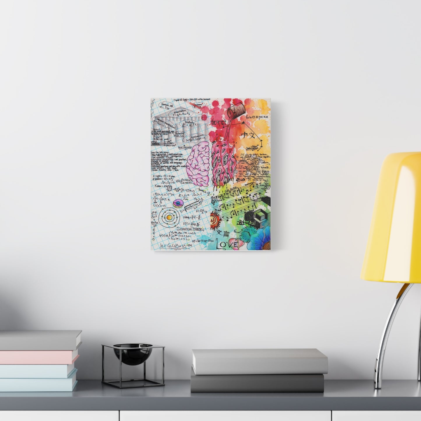 Brain Hemispheres Collage Matte Canvas | Abstract Science Art