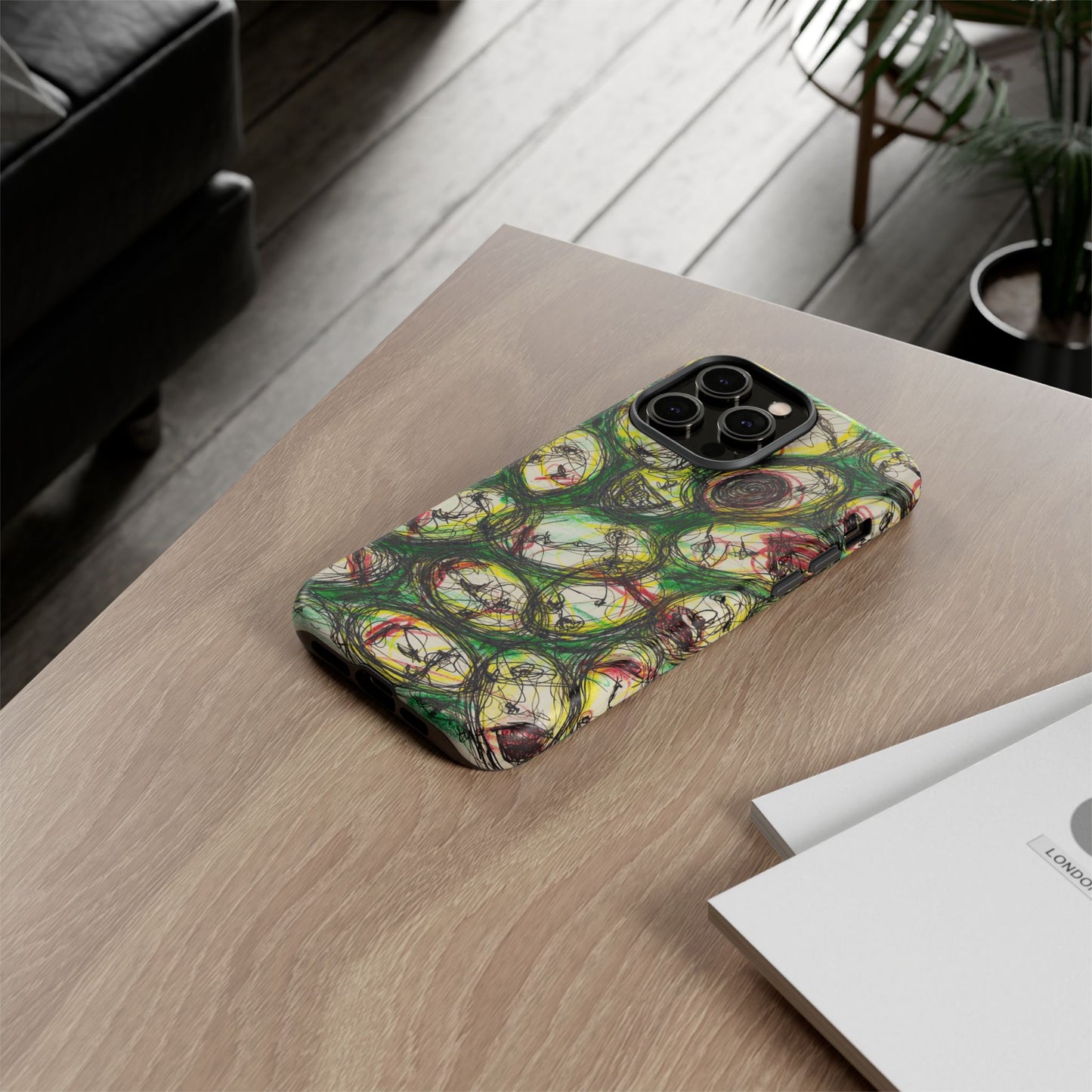 Abstract Sanity Faces Phone Case | Expressionist Face Art | Tough Case