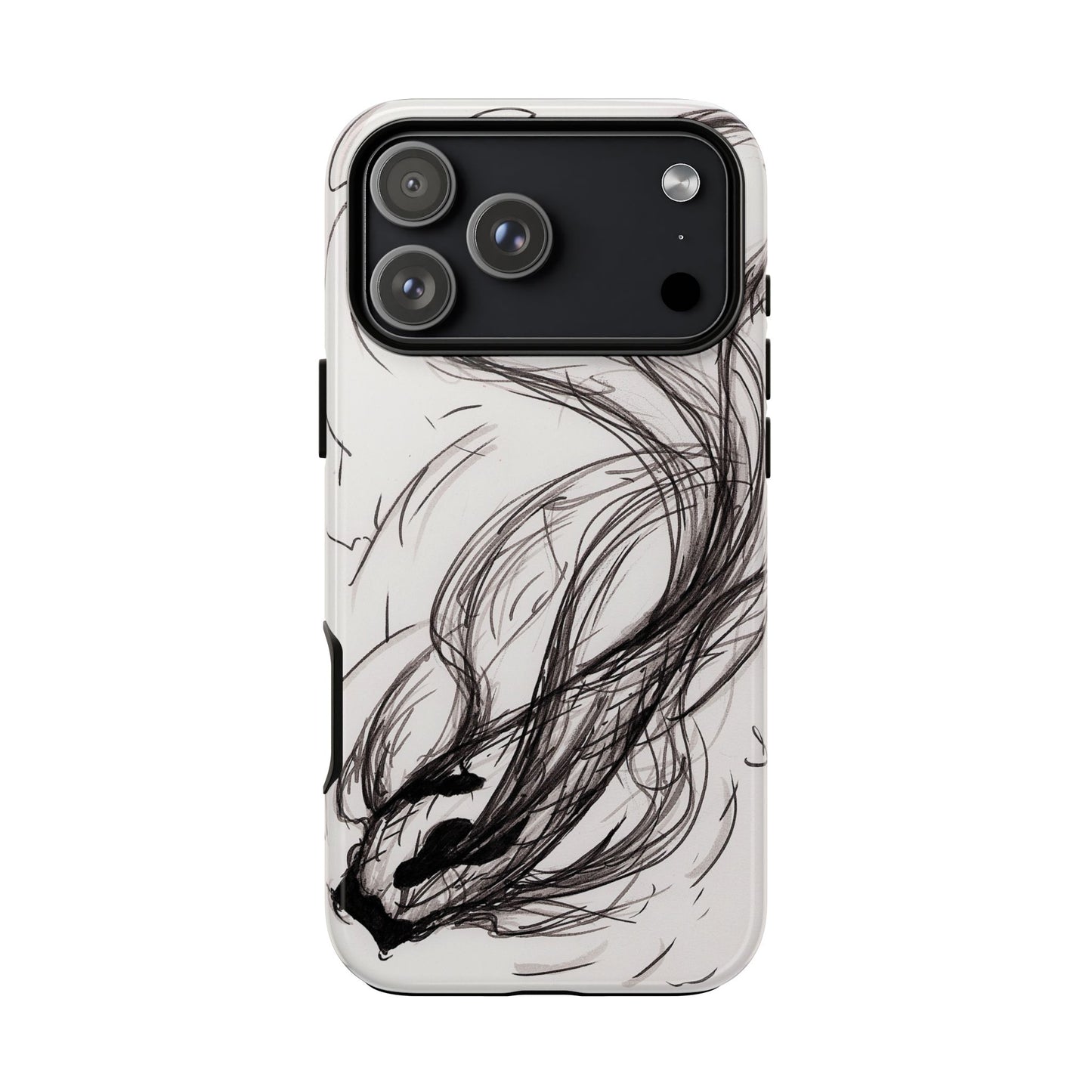 Smokey Ink Koi phone case | abstract koi sketch, smoky ink illustration