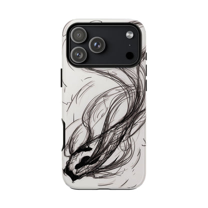Smokey Ink Koi phone case | abstract koi sketch, smoky ink illustration