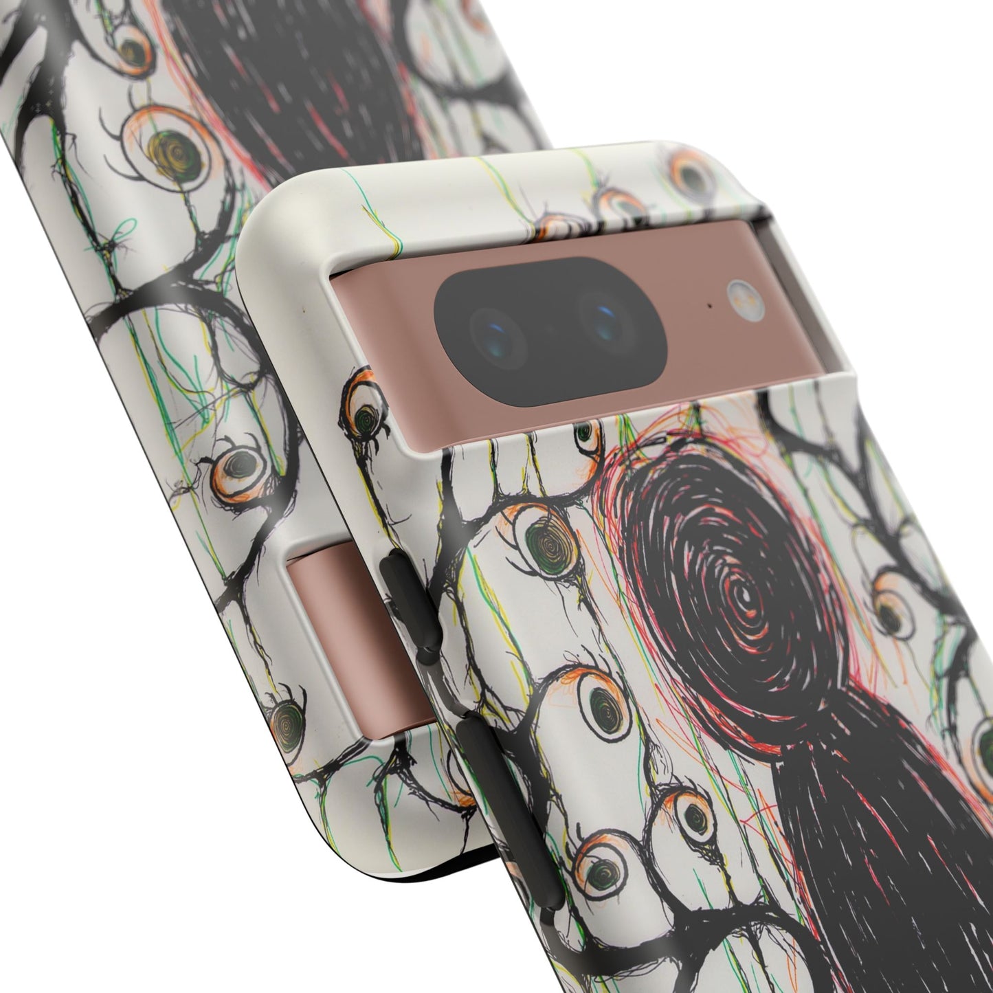 Dark Scribble Figure Tough Case | Surreal Eyes Phone Case | Tough Phone Case