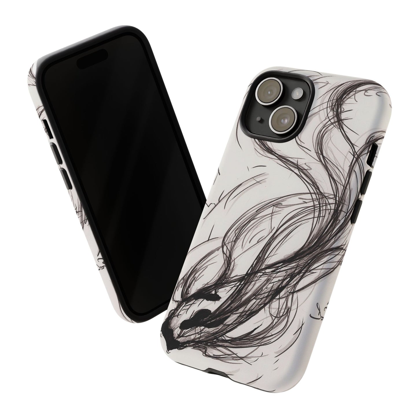 Smokey Ink Koi phone case | abstract koi sketch, smoky ink illustration