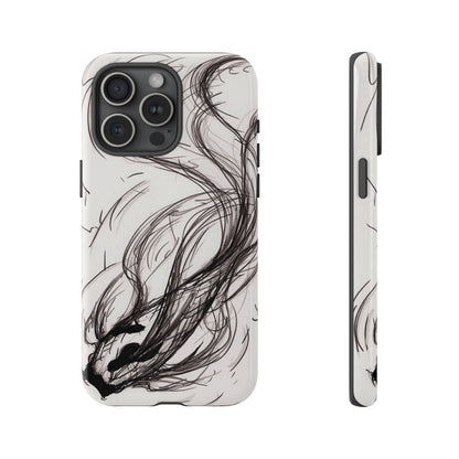 Smokey Ink Koi phone case | abstract koi sketch, smoky ink illustration