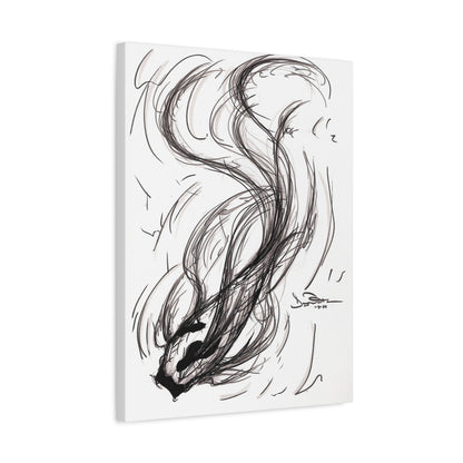 Smokey Ink Koi Canvas | Abstract Ink Matte Canvas