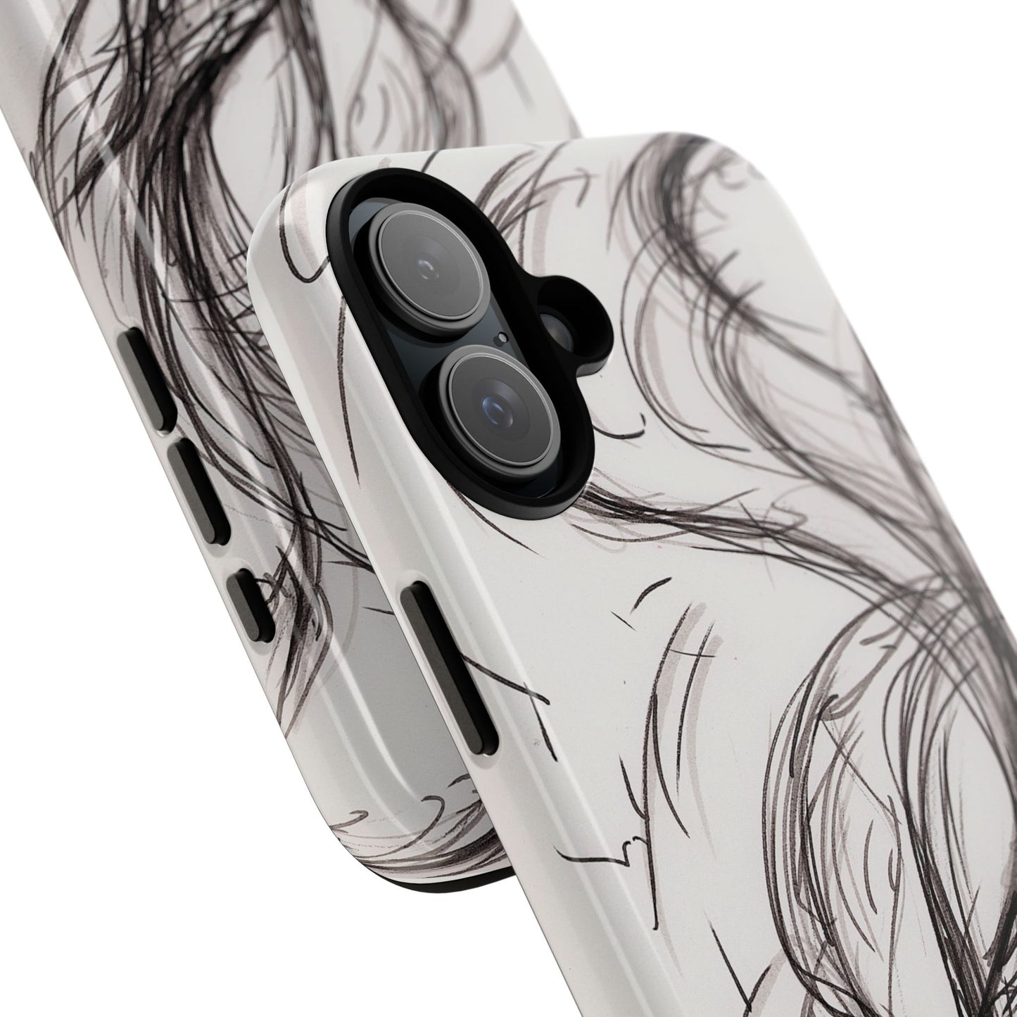 Smokey Ink Koi phone case | abstract koi sketch, smoky ink illustration
