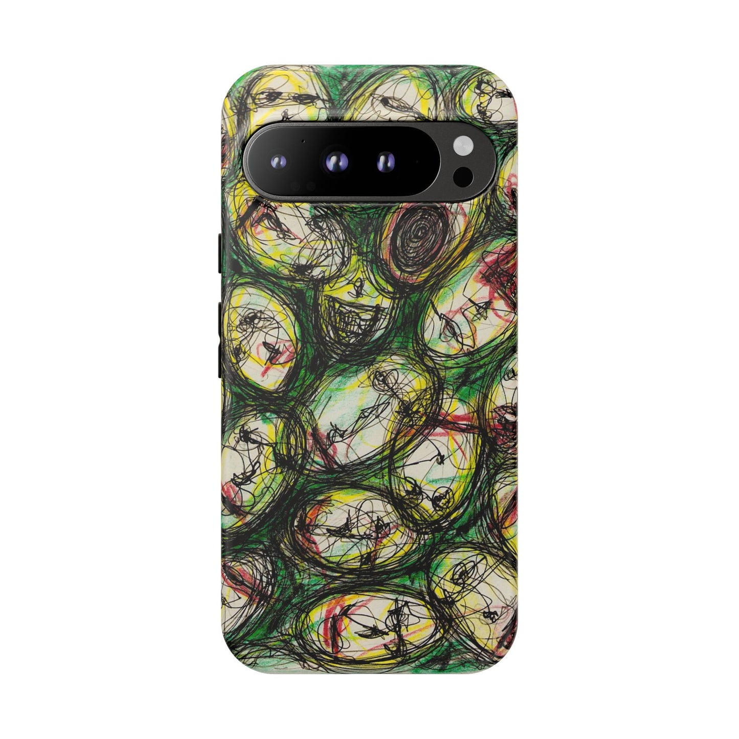 Abstract Sanity Faces Phone Case | Expressionist Face Art | Tough Case