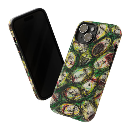 Abstract Sanity Faces Phone Case | Expressionist Face Art | Tough Case