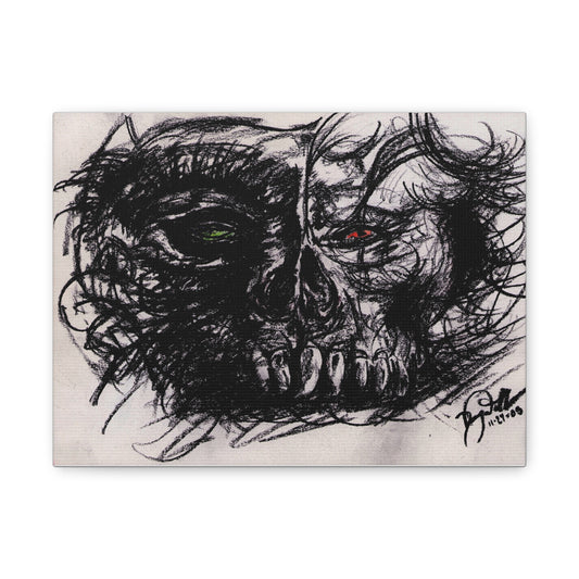 Stoic Skull Sketch Canvas | Dark Charcoal Art