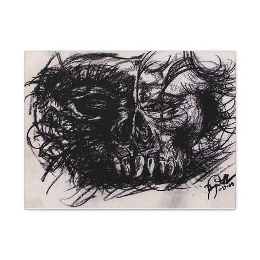Stoic Skull Sketch Canvas | Dark Charcoal Art