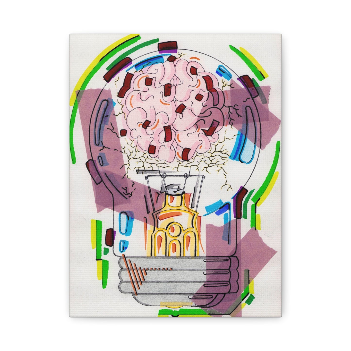 Head Light Illustration Canvas | Stretched Matte Canvas Wall Art
