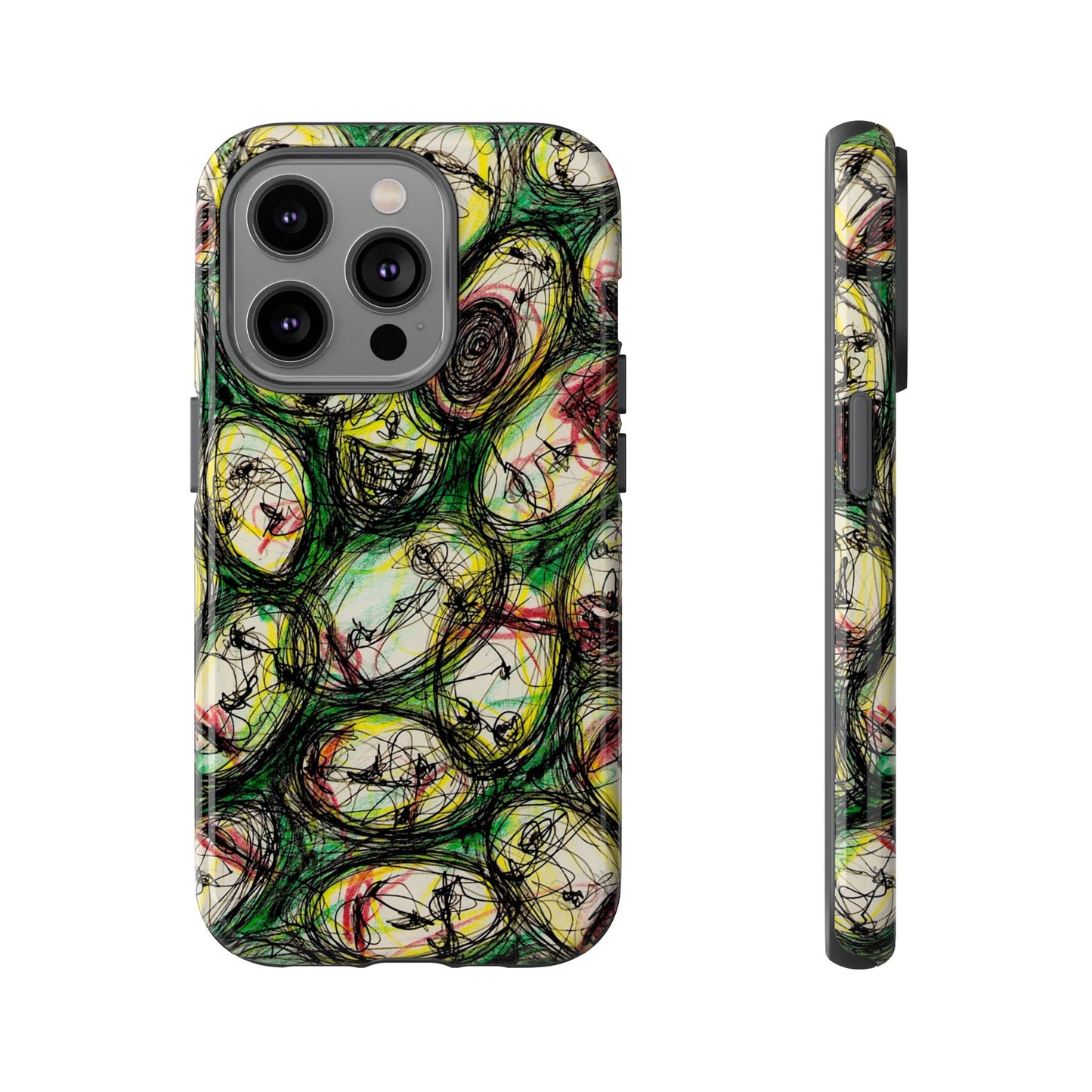 Abstract Sanity Faces Phone Case | Expressionist Face Art | Tough Case