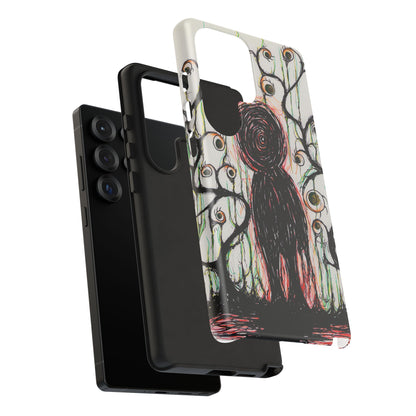 Dark Scribble Figure Tough Case | Surreal Eyes Phone Case | Tough Phone Case