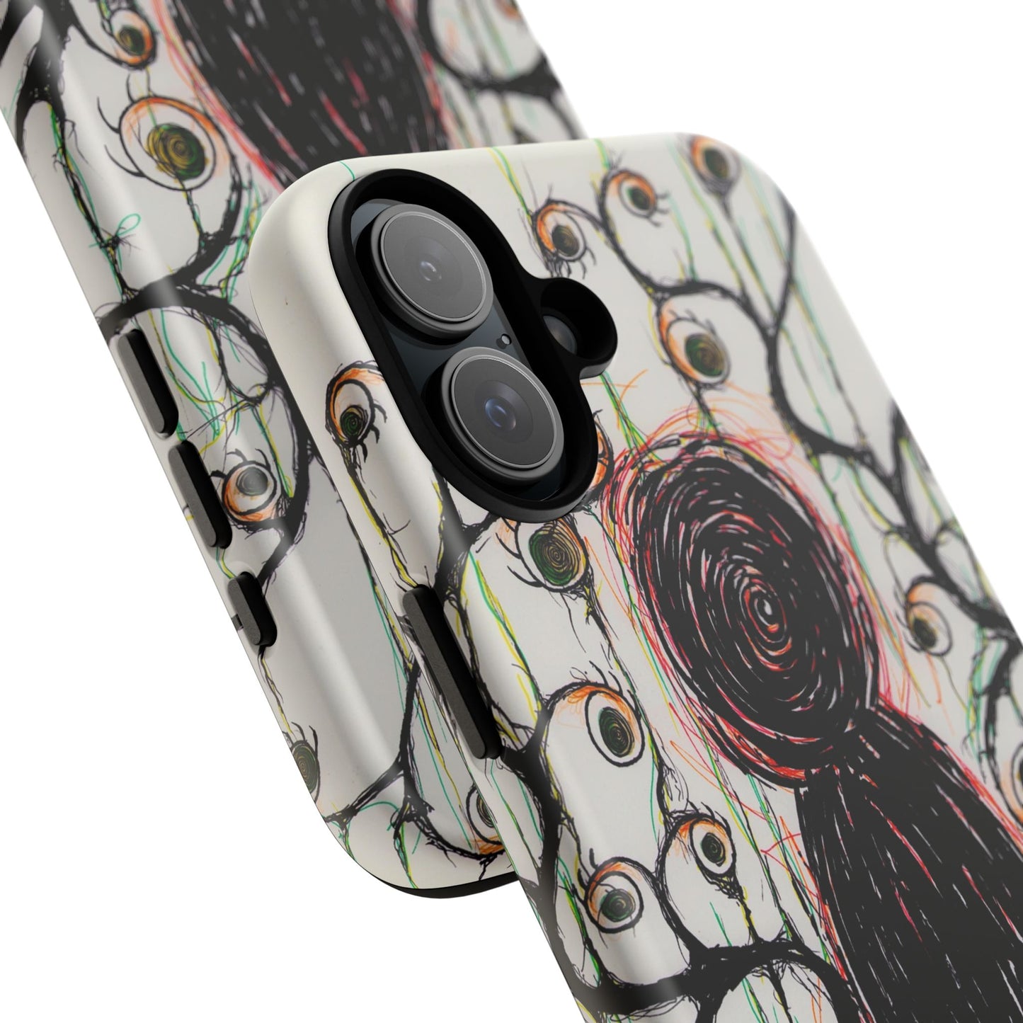 Dark Scribble Figure Tough Case | Surreal Eyes Phone Case | Tough Phone Case