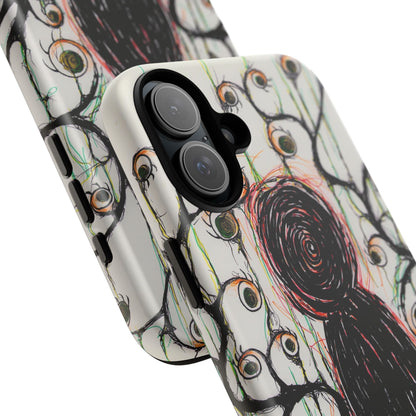 Dark Scribble Figure Tough Case | Surreal Eyes Phone Case | Tough Phone Case