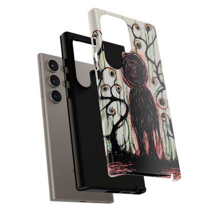 Dark Scribble Figure Tough Case | Surreal Eyes Phone Case | Tough Phone Case