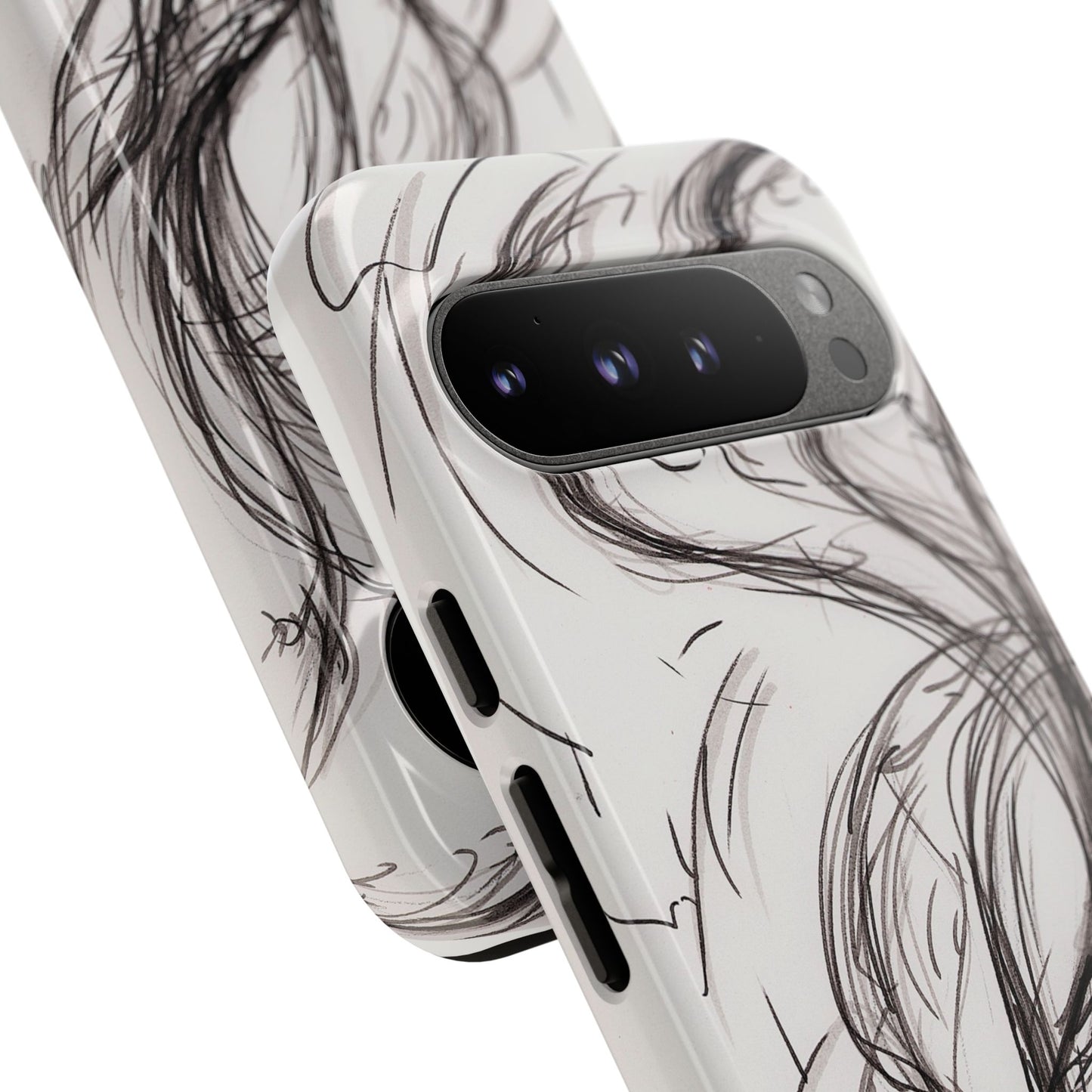 Smokey Ink Koi phone case | abstract koi sketch, smoky ink illustration
