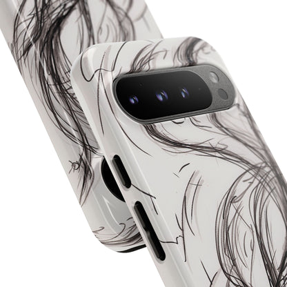 Smokey Ink Koi phone case | abstract koi sketch, smoky ink illustration
