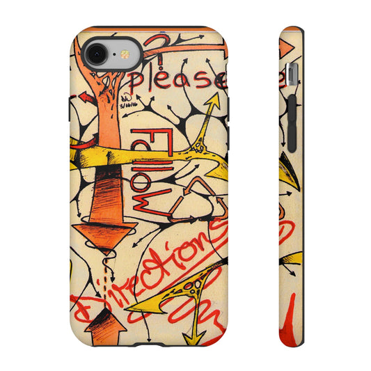 Please Follow Directions Phone Case | Urban Sketch & Directional Doodle | Tough Case