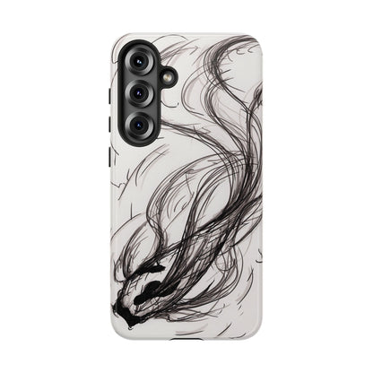Smokey Ink Koi phone case | abstract koi sketch, smoky ink illustration