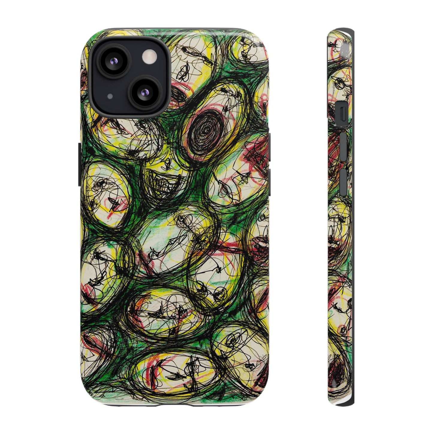 Abstract Sanity Faces Phone Case | Expressionist Face Art | Tough Case